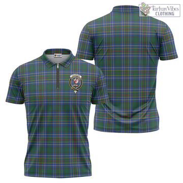 Cockburn Ancient Tartan Zipper Polo Shirt with Family Crest