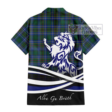 Cockburn Ancient Tartan Short Sleeve Button Shirt with Alba Gu Brath Regal Lion Emblem