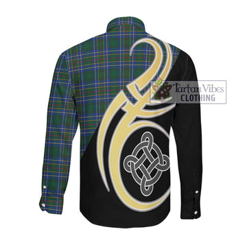 Cockburn Ancient Tartan Long Sleeve Button Shirt with Family Crest and Celtic Symbol Style