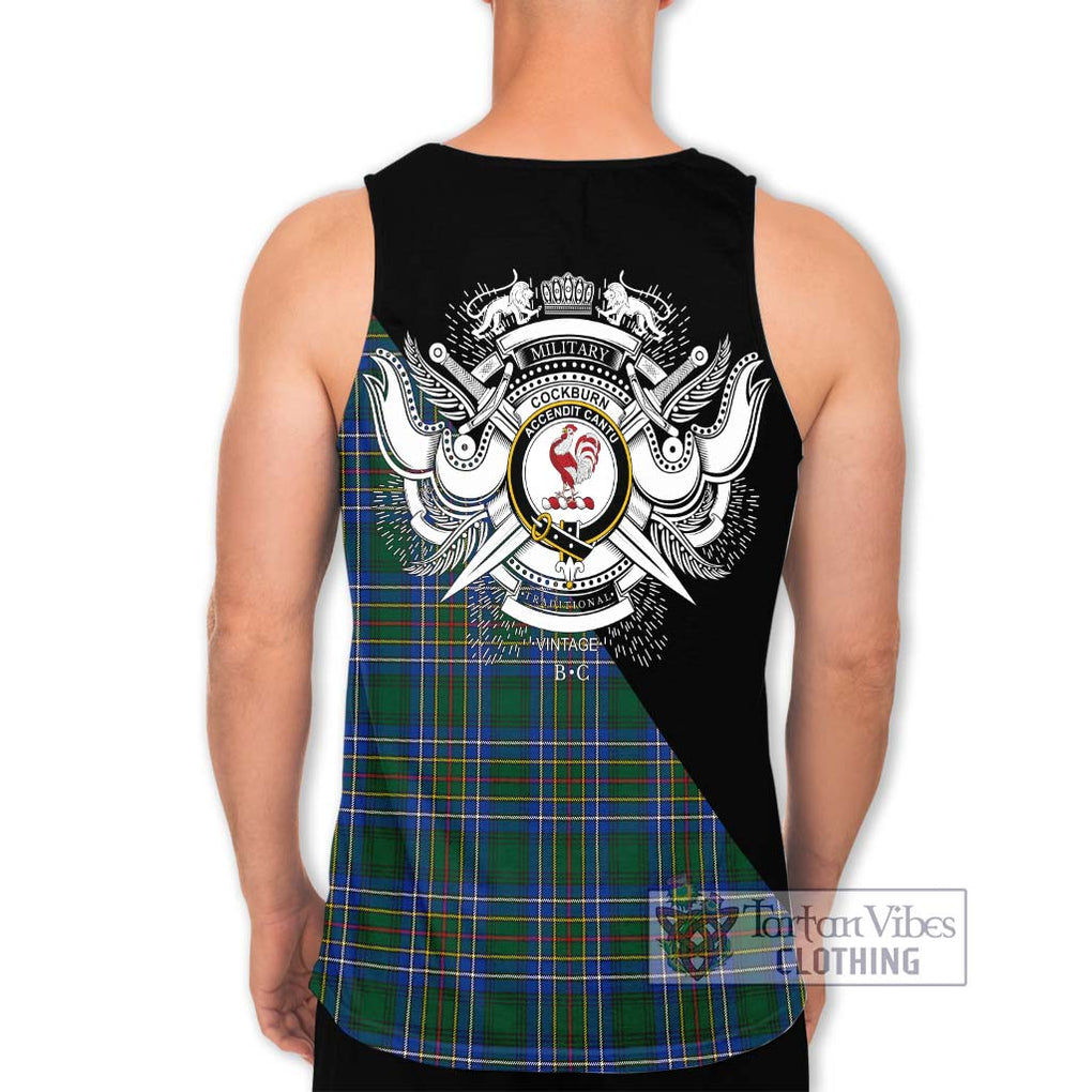 Cockburn Ancient Tartan Men's Tank Top with Family Crest and Military Logo Style - Tartanvibesclothing Shop