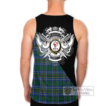 Cockburn Ancient Tartan Men's Tank Top with Family Crest and Military Logo Style