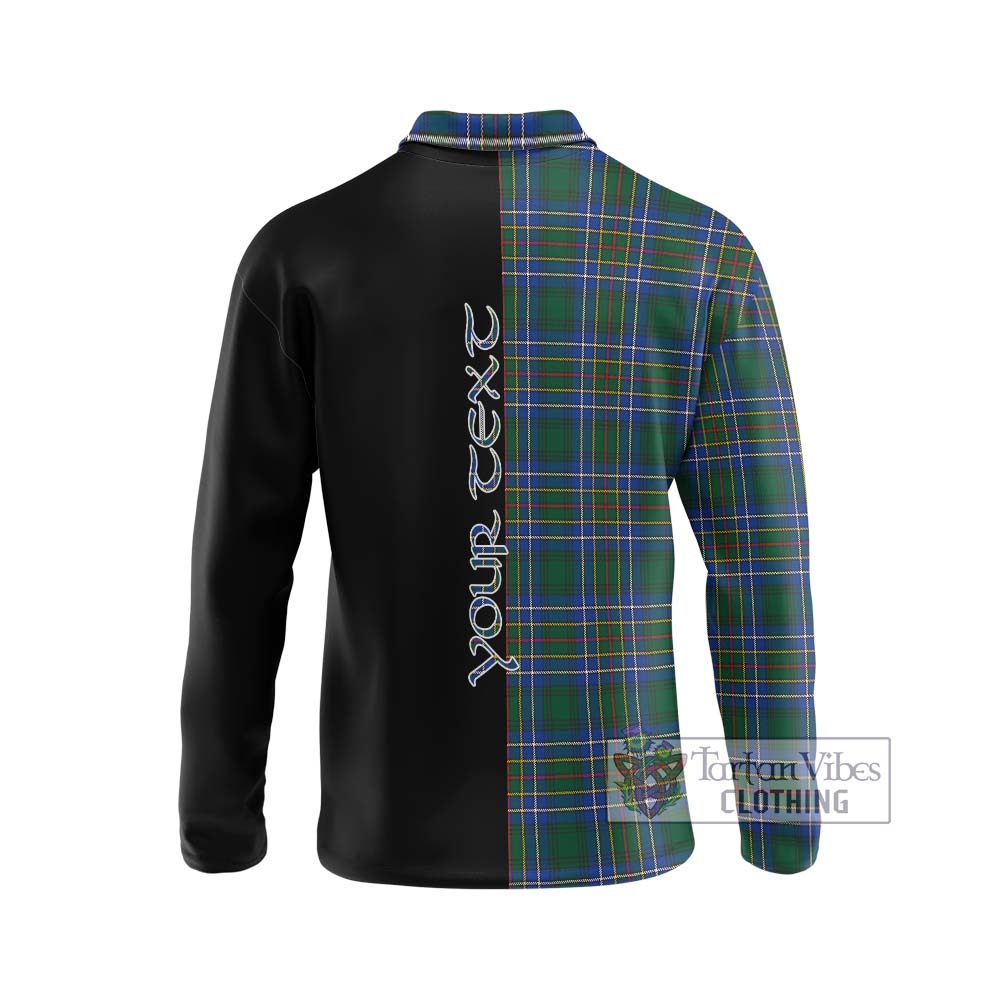 Cockburn Ancient Tartan Long Sleeve Polo Shirt with Family Crest and Half Of Me Style - Tartanvibesclothing Shop