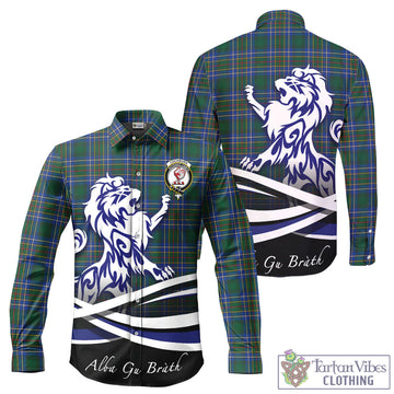 Cockburn Ancient Tartan Long Sleeve Button Up Shirt with Alba Gu Brath Regal Lion Emblem