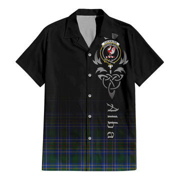 Cockburn Ancient Tartan Short Sleeve Button Up Shirt Featuring Alba Gu Brath Family Crest Celtic Inspired