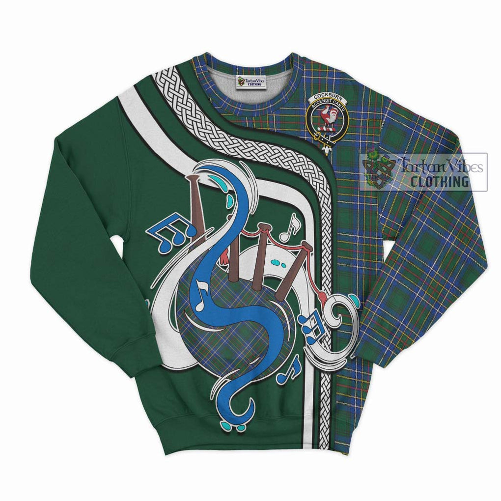 Cockburn Ancient Tartan Sweatshirt with Epic Bagpipe Style - Tartanvibesclothing Shop