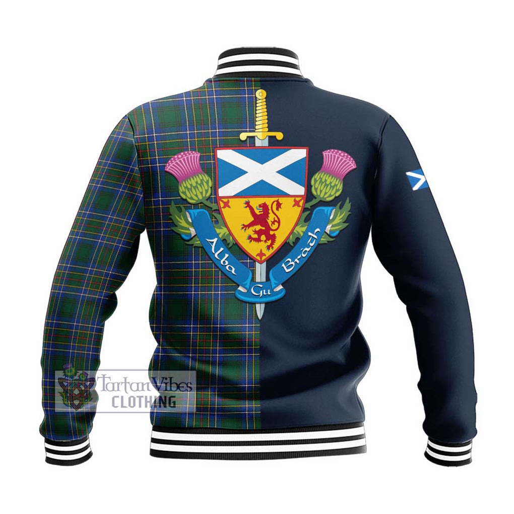 Tartan Vibes Clothing Cockburn Ancient Tartan Baseball Jacket with Scottish Lion Royal Arm Half Style