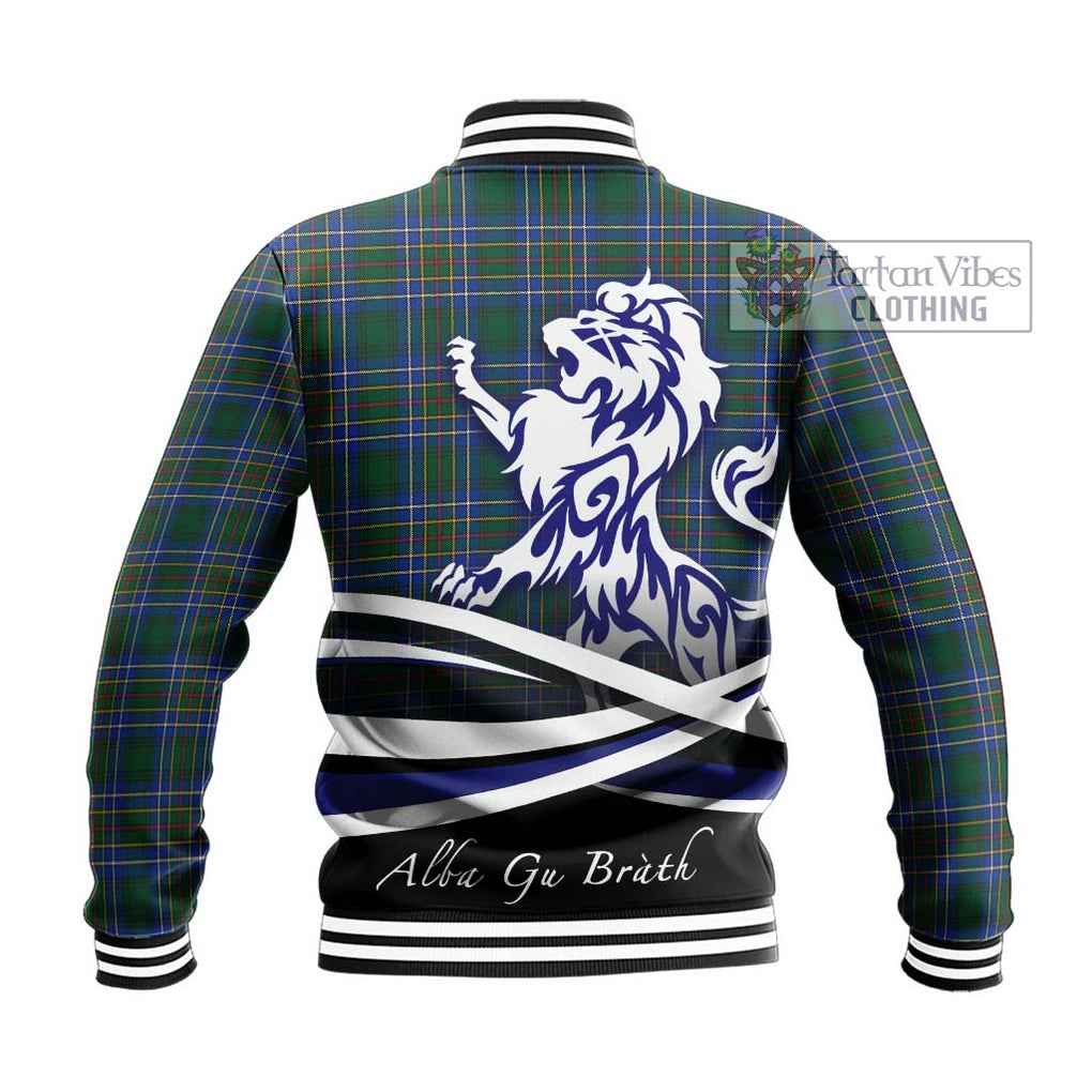 Cockburn Ancient Tartan Baseball Jacket with Alba Gu Brath Regal Lion Emblem - Tartanvibesclothing Shop