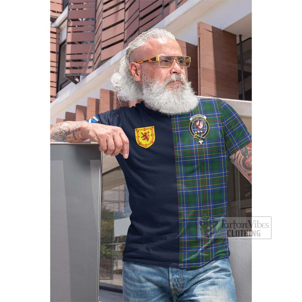 Tartan Vibes Clothing Cockburn Ancient Tartan Cotton T-shirt with Scottish Lion Royal Arm Half Style