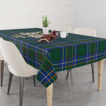 Cockburn Ancient Tartan Tablecloth with Clan Crest and the Golden Sword of Courageous Legacy