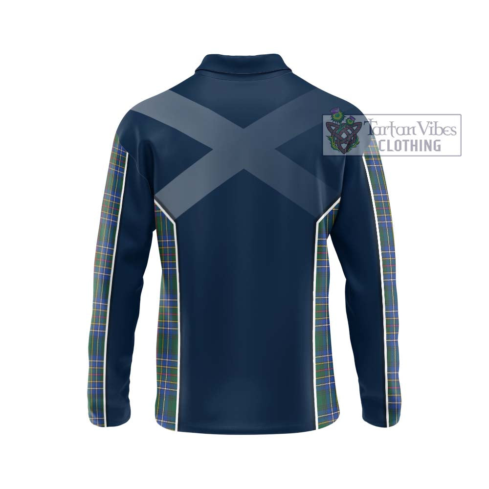 Cockburn Ancient Tartan Long Sleeve Polo Shirt with Family Crest and Lion Rampant Vibes Sport Style - Tartan Vibes Clothing