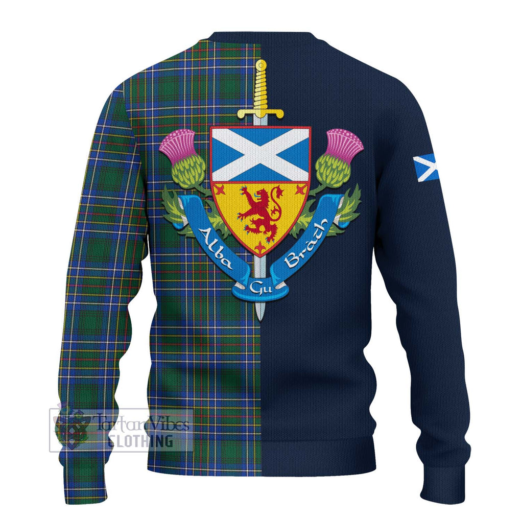 Tartan Vibes Clothing Cockburn Ancient Tartan Knitted Sweater with Scottish Lion Royal Arm Half Style