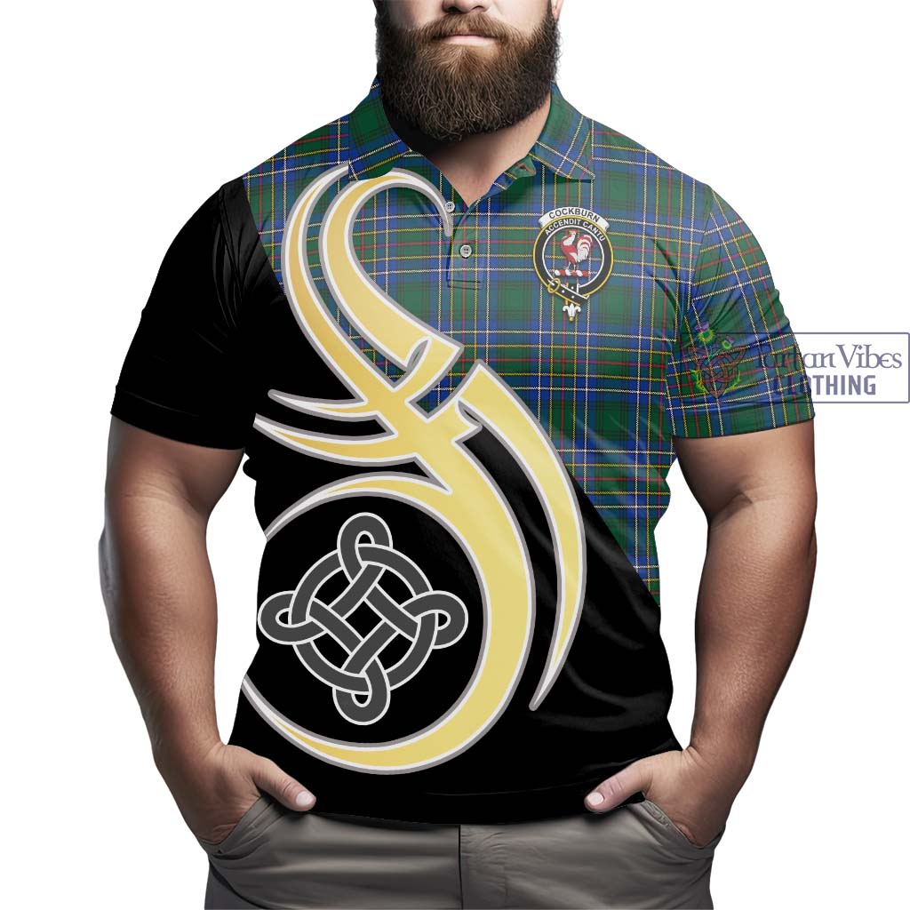 Cockburn Ancient Tartan Polo Shirt with Family Crest and Celtic Symbol Style - Tartan Vibes Clothing