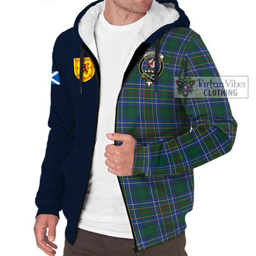 Cockburn Ancient Tartan Sherpa Hoodie Alba with Scottish Lion Royal Arm Half Style