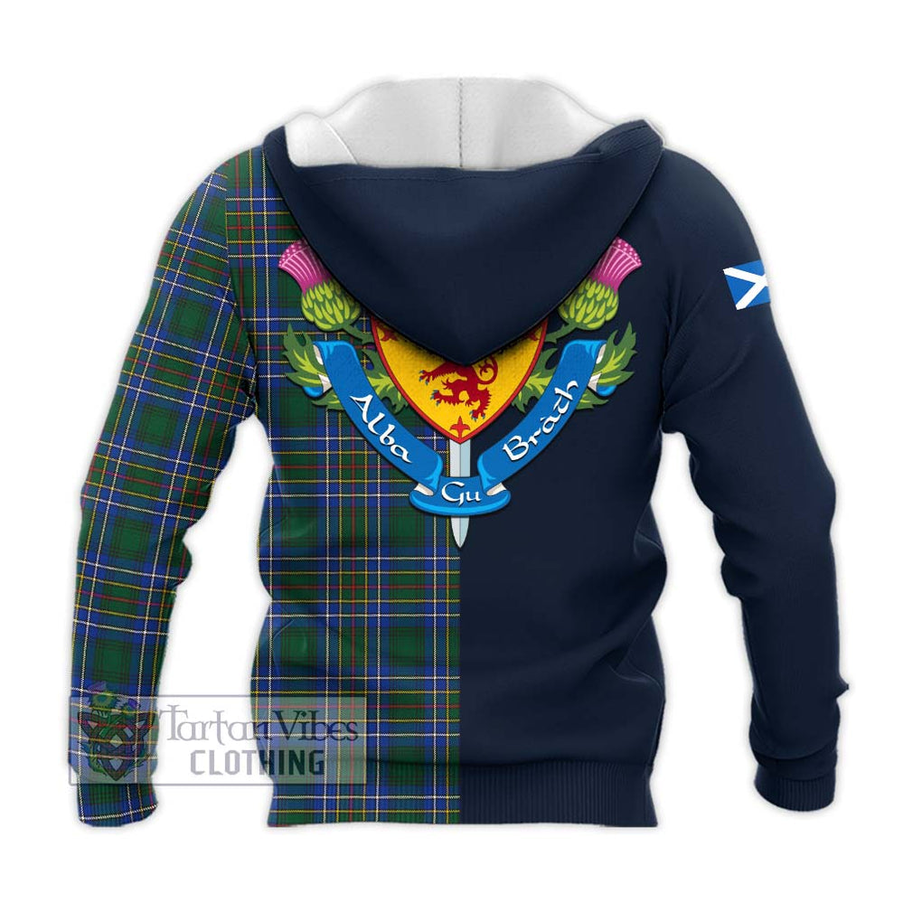 Tartan Vibes Clothing Cockburn Ancient Tartan Knitted Hoodie with Scottish Lion Royal Arm Half Style