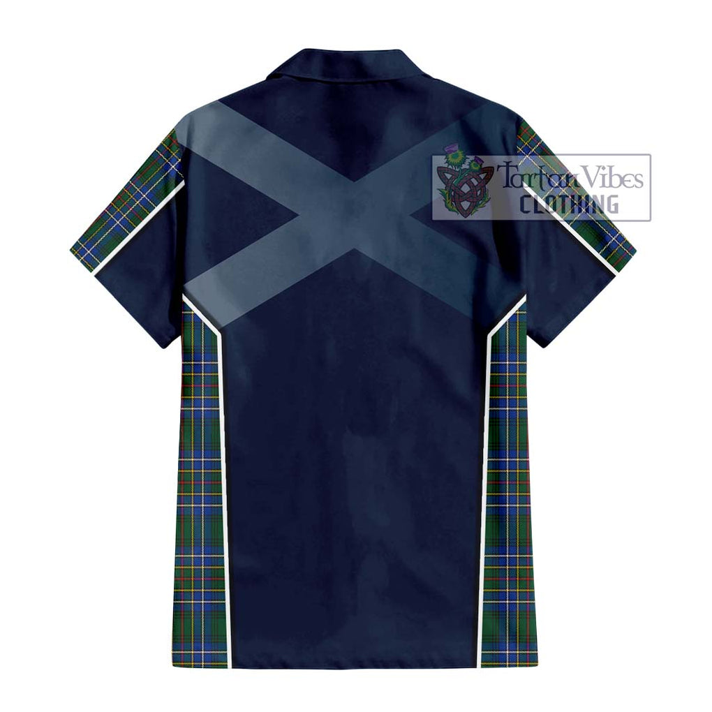 Cockburn Ancient Tartan Short Sleeve Button Shirt with Family Crest and Lion Rampant Vibes Sport Style - Tartan Vibes Clothing