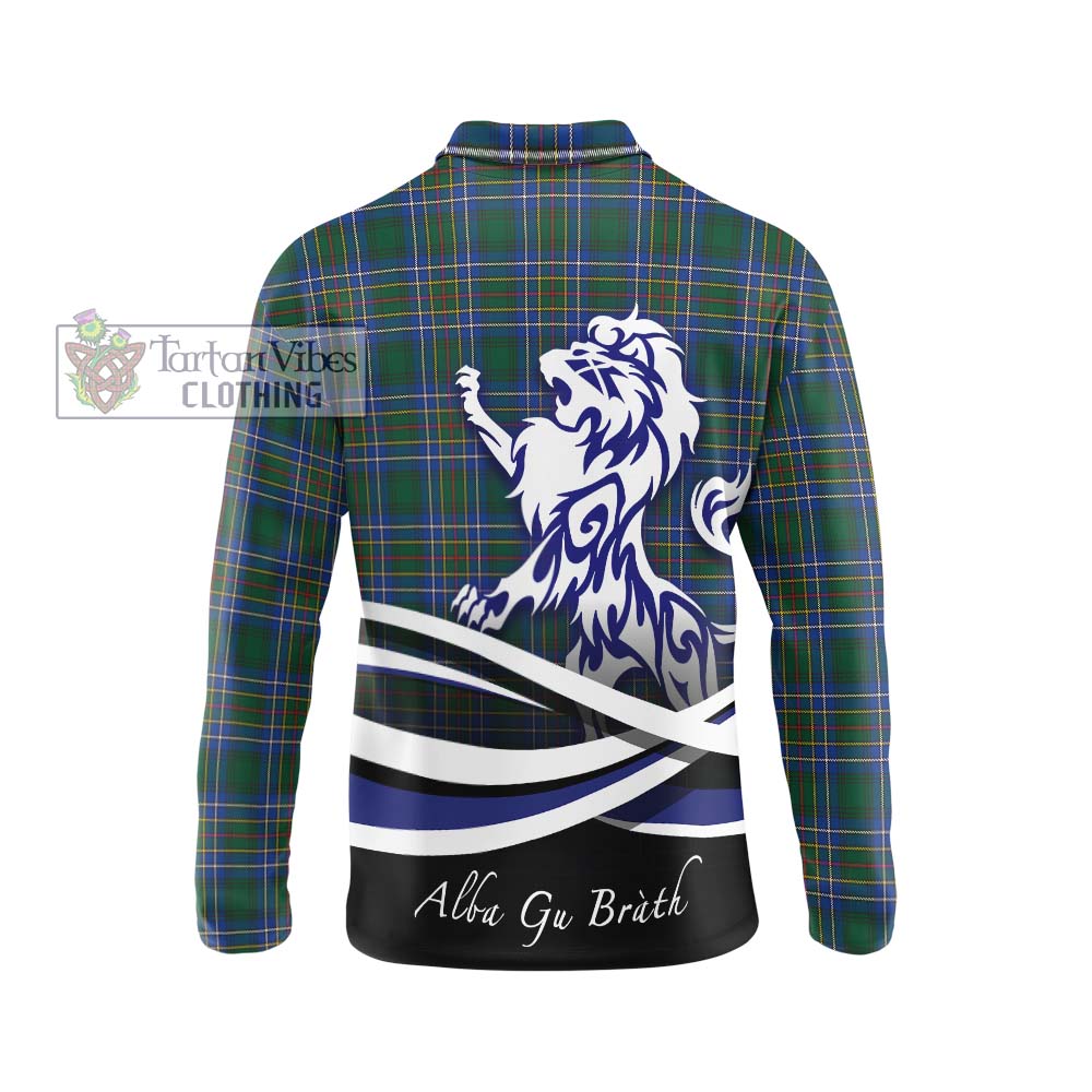 Cockburn Ancient Tartan Long Sleeve Polo Shirt with Alba Gu Brath Regal Lion Emblem - Tartanvibesclothing Shop