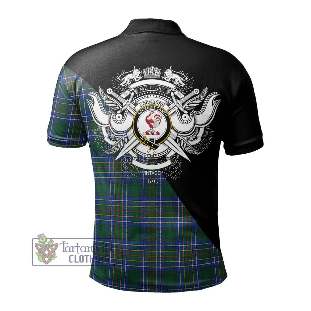 Cockburn Ancient Tartan Polo Shirt with Family Crest and Military Logo Style - Tartanvibesclothing Shop