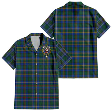 Cockburn Ancient Tartan Short Sleeve Button Down Shirt with Family Crest