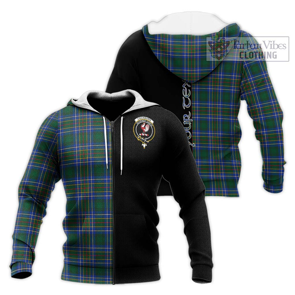 Cockburn Ancient Tartan Knitted Hoodie with Family Crest and Half Of Me Style Unisex Knitted Zip Hoodie - Tartanvibesclothing Shop