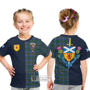 Cockburn Ancient Tartan Kid T-Shirt Alba with Scottish Lion Royal Arm Half Style