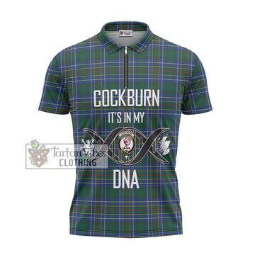 Cockburn Ancient Tartan Zipper Polo Shirt with Family Crest DNA In Me Style