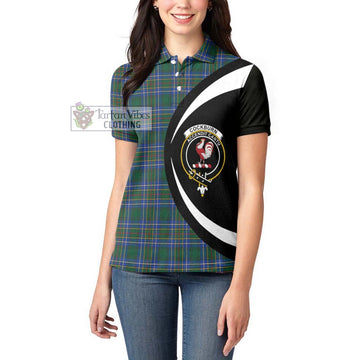 Cockburn Ancient Tartan Women's Polo Shirt with Family Crest Circle Style