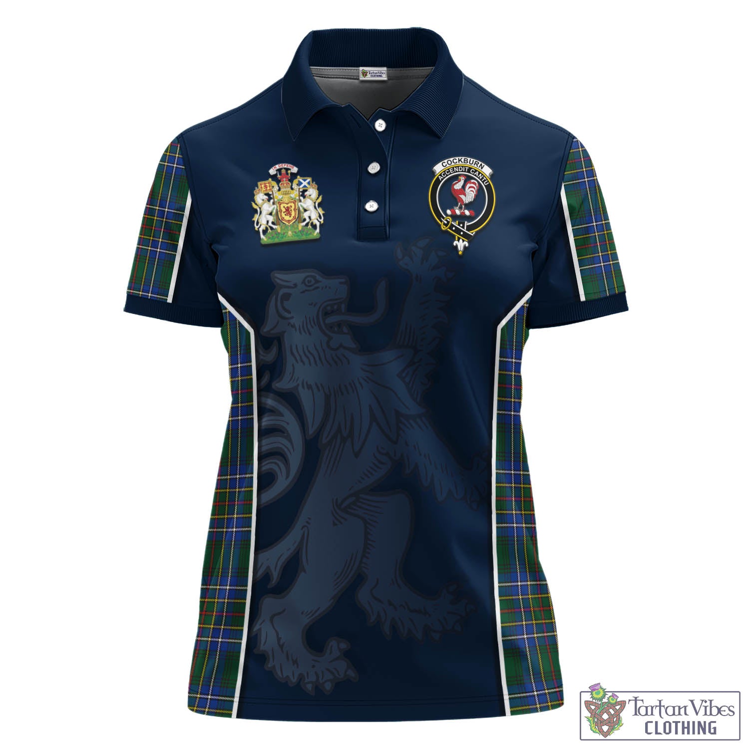 Cockburn Ancient Tartan Women's Polo Shirt with Family Crest and Lion Rampant Vibes Sport Style - Tartan Vibes Clothing