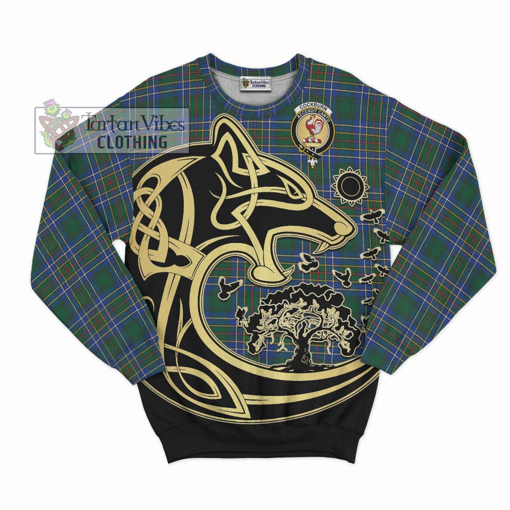 Cockburn Ancient Tartan Sweatshirt with Family Crest Celtic Wolf Style - Tartan Vibes Clothing