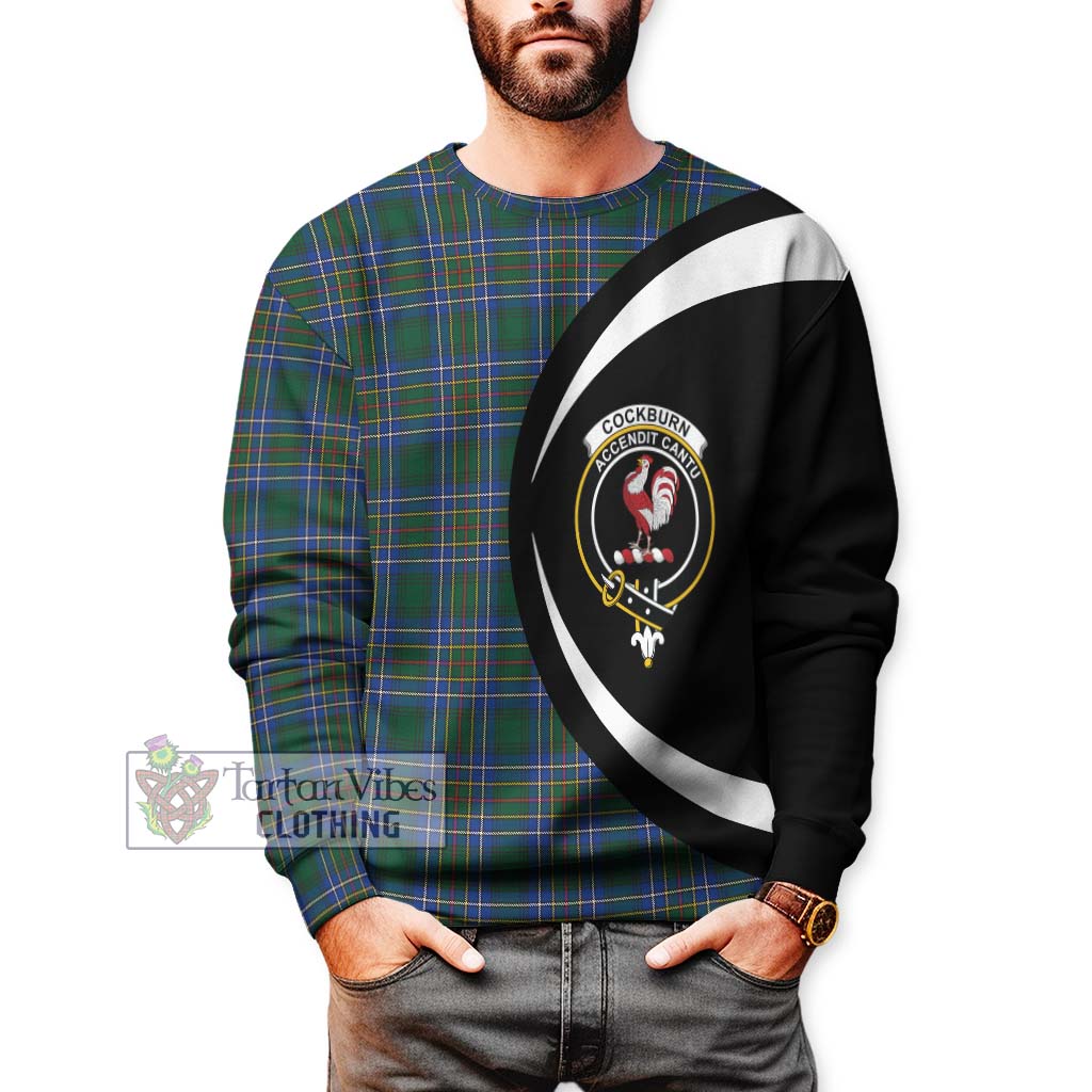 Cockburn Ancient Tartan Sweatshirt with Family Crest Circle Style - Tartan Vibes Clothing