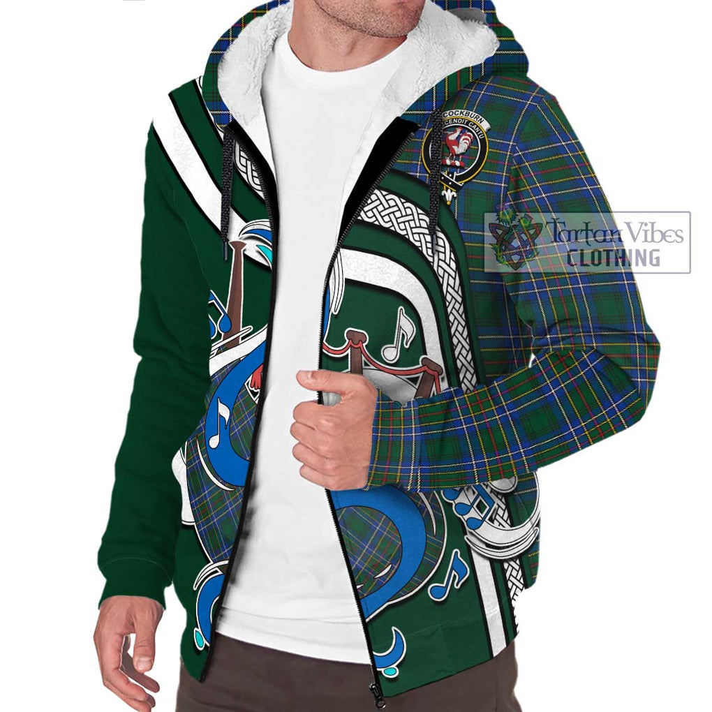 Cockburn Ancient Tartan Sherpa Hoodie with Epic Bagpipe Style Unisex - Tartanvibesclothing Shop