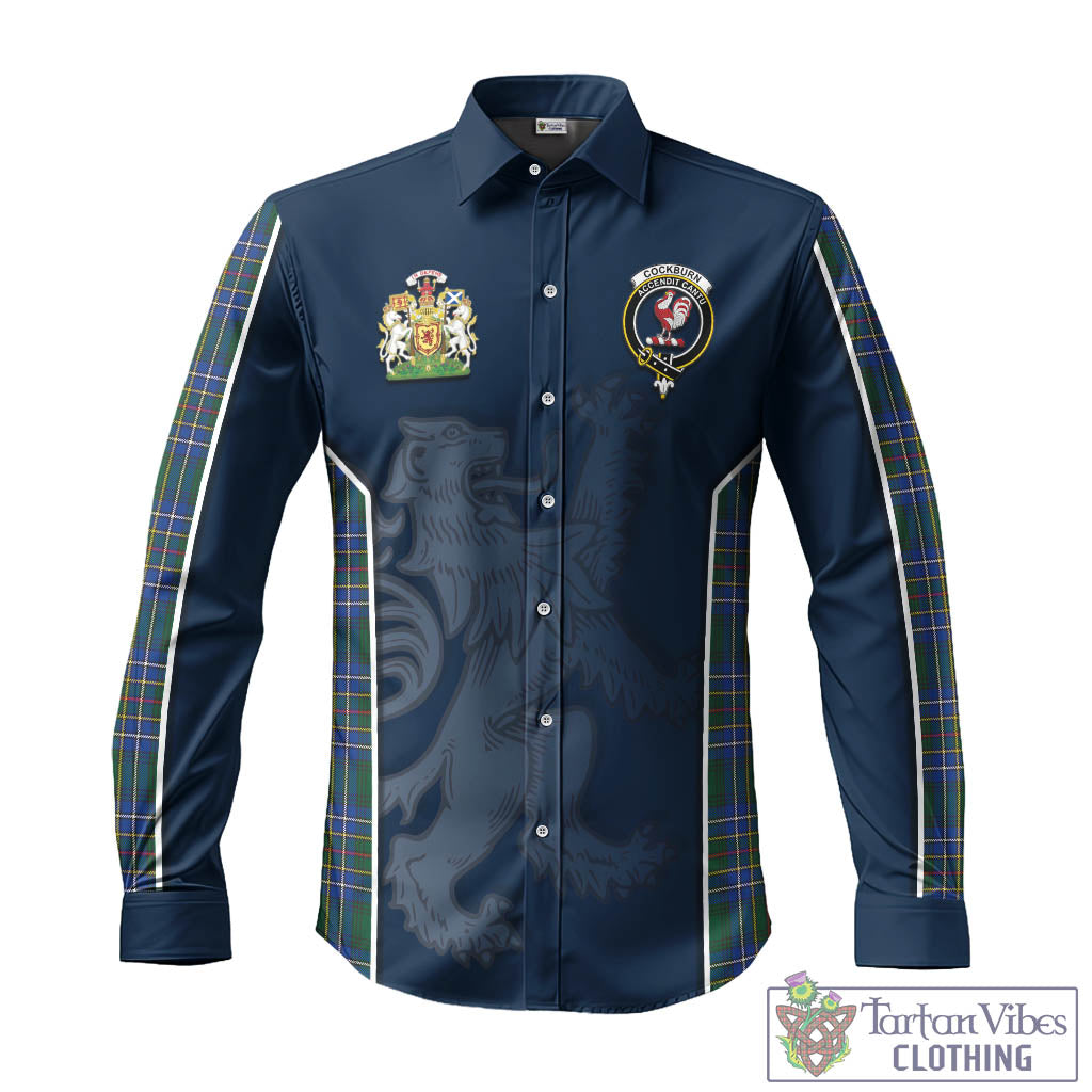 Tartan Vibes Clothing Cockburn Ancient Tartan Long Sleeve Button Up Shirt with Family Crest and Lion Rampant Vibes Sport Style