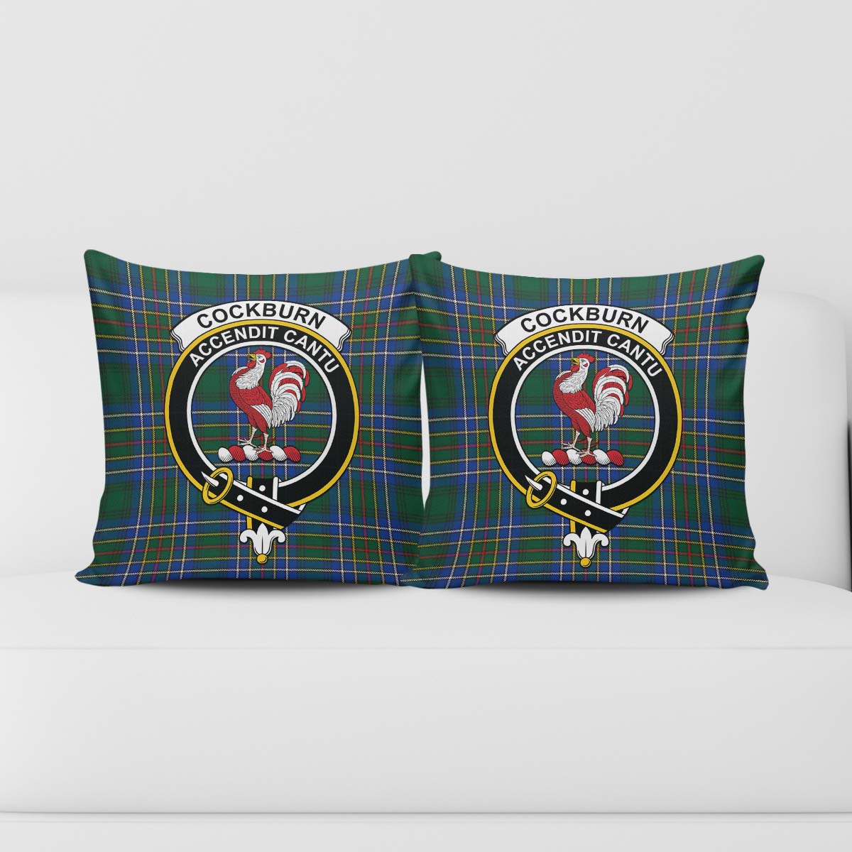 Cockburn Ancient Tartan Pillow Cover with Family Crest - Tartanvibesclothing