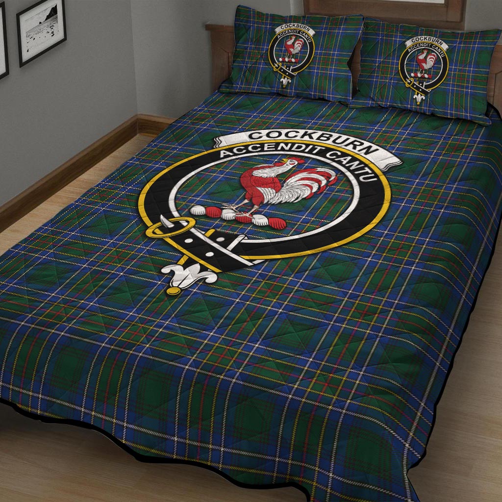 Cockburn Ancient Tartan Quilt Bed Set with Family Crest - Tartan Vibes Clothing