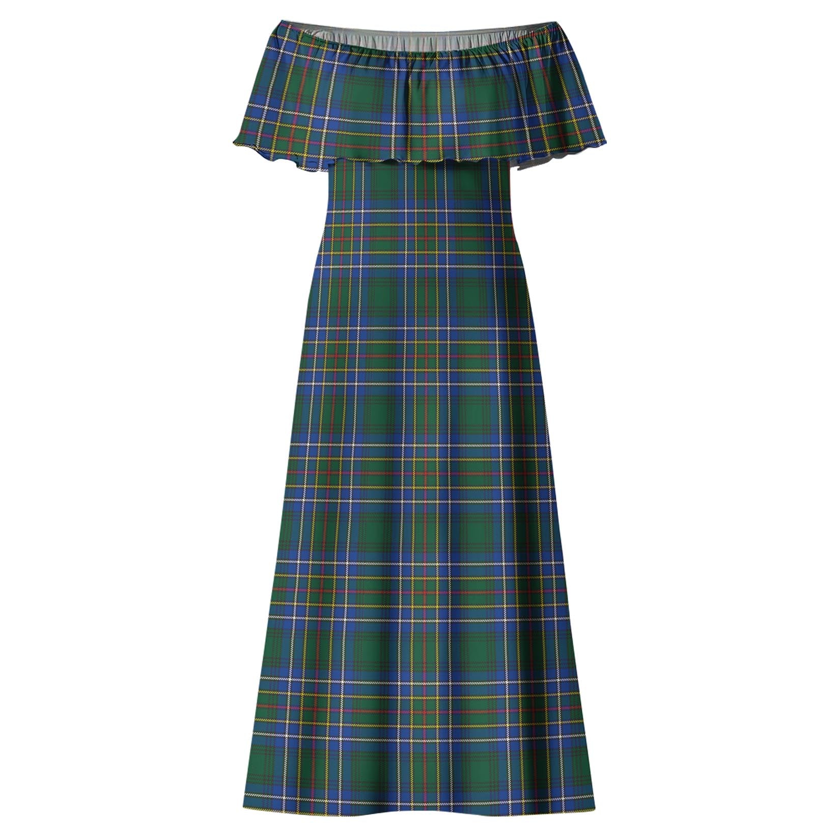 Cockburn Ancient Tartan Off Shoulder Long Dress - Tartanvibesclothing