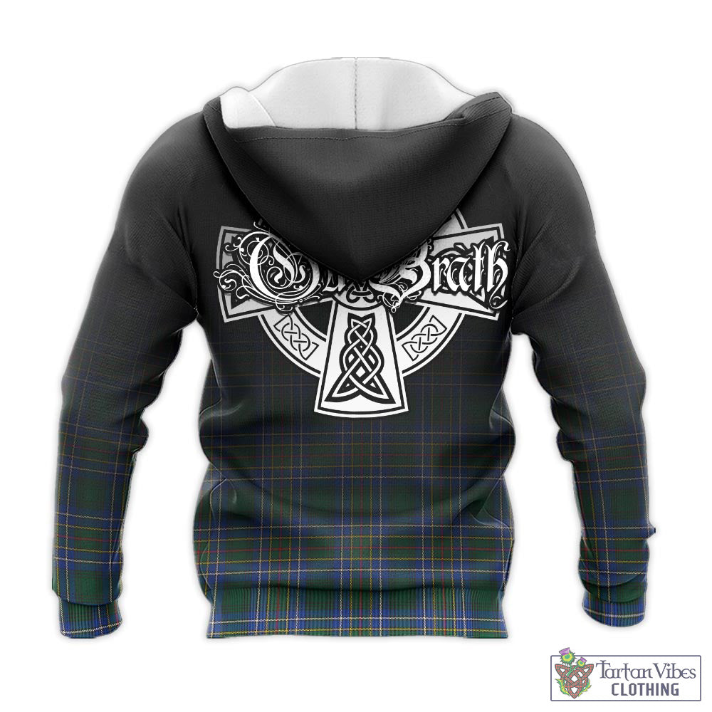 Tartan Vibes Clothing Cockburn Ancient Tartan Knitted Hoodie Featuring Alba Gu Brath Family Crest Celtic Inspired