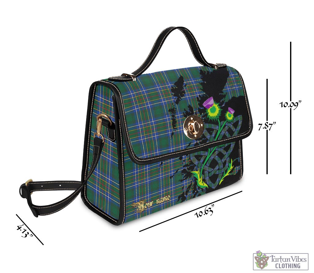 Tartan Vibes Clothing Cockburn Ancient Tartan Waterproof Canvas Bag with Scotland Map and Thistle Celtic Accents