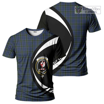 Cockburn Blue Tartan T-Shirt with Family Crest Circle Style