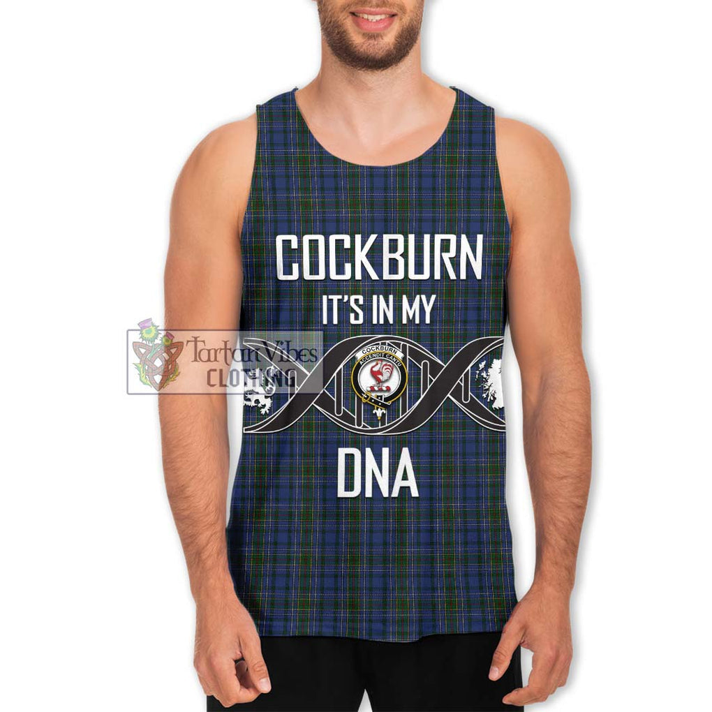 Cockburn Blue Tartan Men's Tank Top with Family Crest DNA In Me Style Men - Tartanvibesclothing Shop