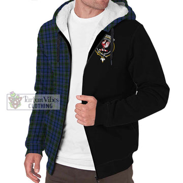 Cockburn Blue Tartan Sherpa Hoodie with Family Crest and Half Of Me Style