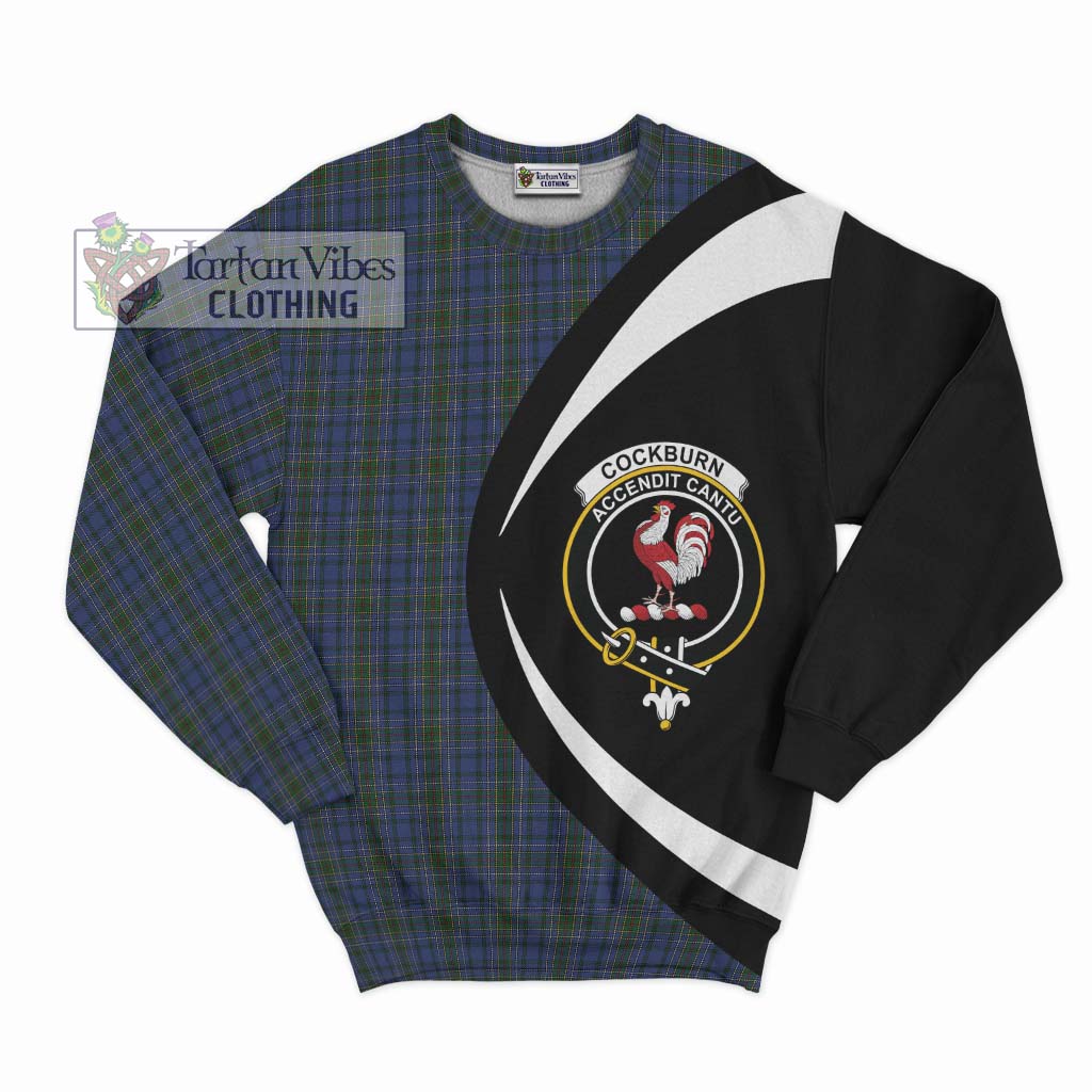 Cockburn Blue Tartan Sweatshirt with Family Crest Circle Style Unisex - Tartan Vibes Clothing