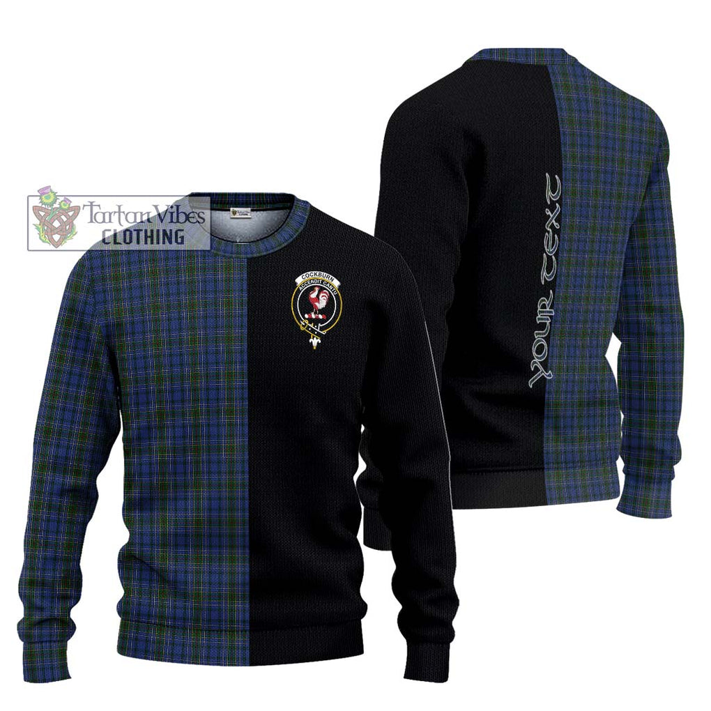 Cockburn Blue Tartan Knitted Sweater with Family Crest and Half Of Me Style Unisex - Tartanvibesclothing Shop