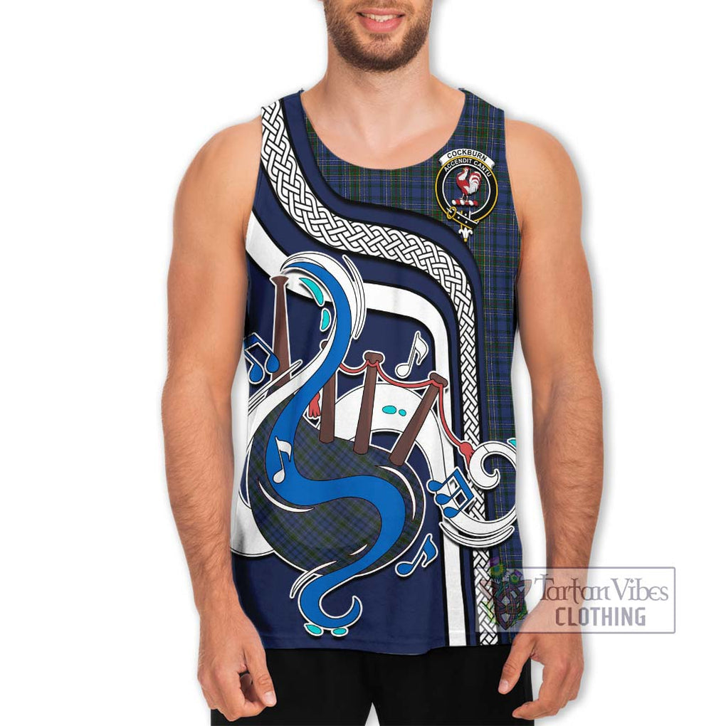 Cockburn Blue Tartan Men's Tank Top with Epic Bagpipe Style Men - Tartanvibesclothing Shop