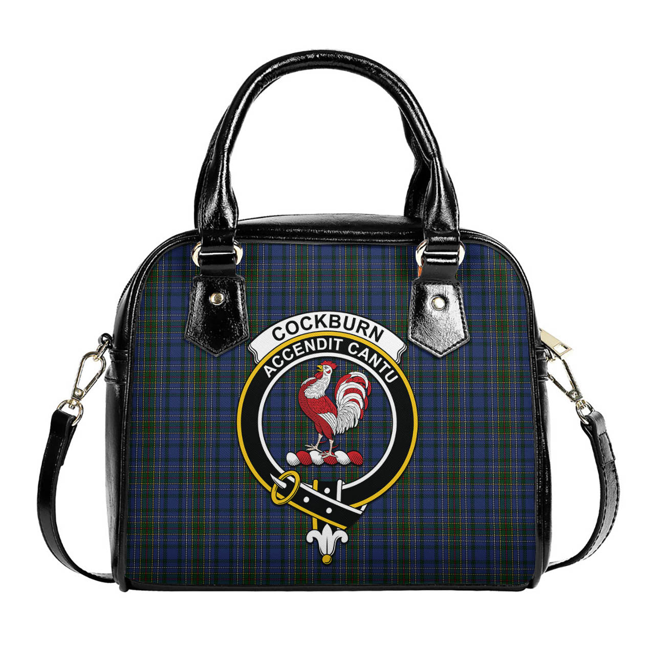 Cockburn Blue Tartan Shoulder Handbags with Family Crest One Size 6*25*22 cm - Tartanvibesclothing