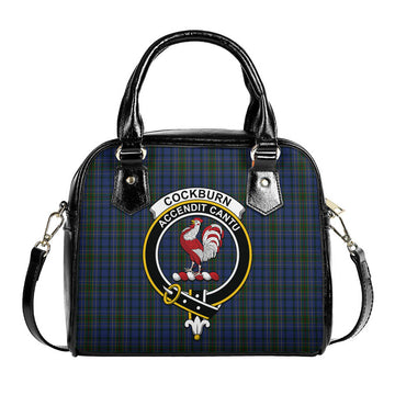 Cockburn Blue Tartan Shoulder Handbags with Family Crest