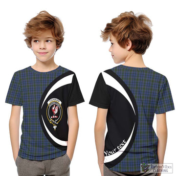 Cockburn Blue Tartan Kid T-Shirt with Family Crest Circle Style