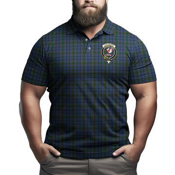 Cockburn Blue Tartan Men's Polo Shirt with Family Crest