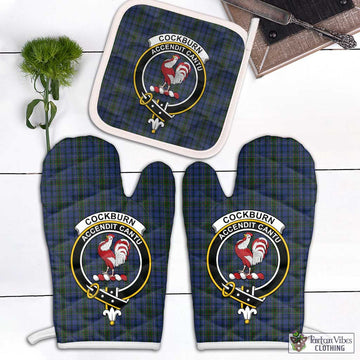 Cockburn Blue Tartan Combo Oven Mitt & Pot-Holder with Family Crest