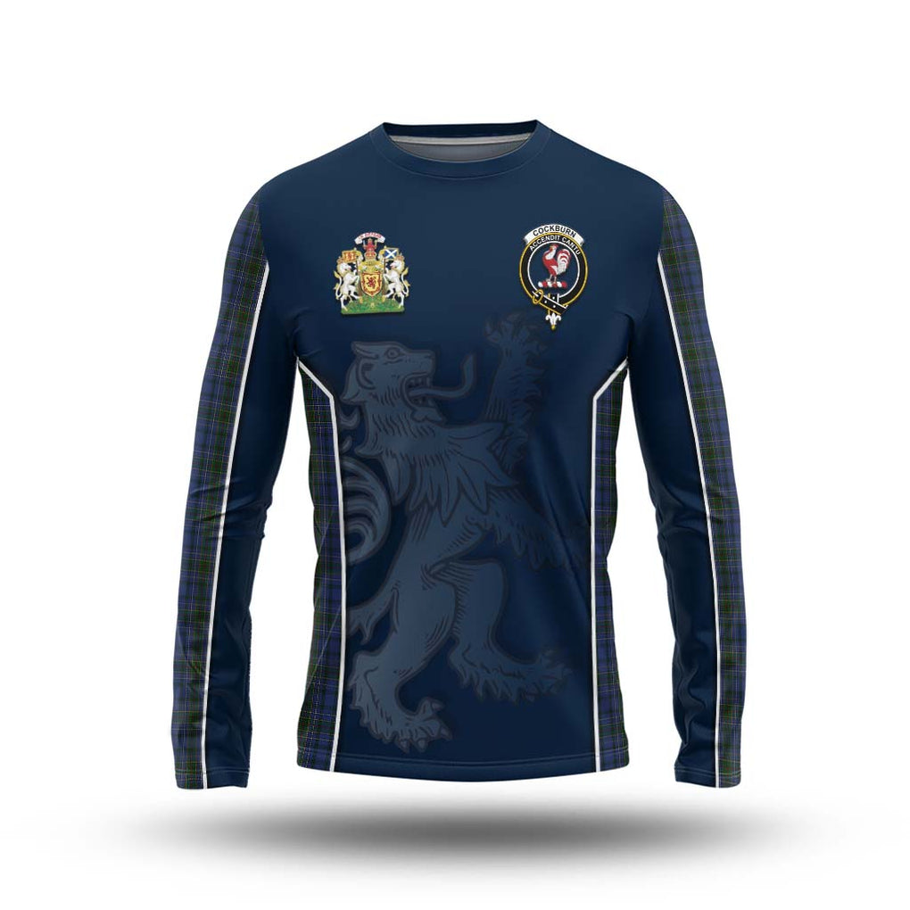 Cockburn Blue Tartan Long Sleeve T-Shirt with Family Crest and Lion Rampant Vibes Sport Style Unisex - Tartan Vibes Clothing