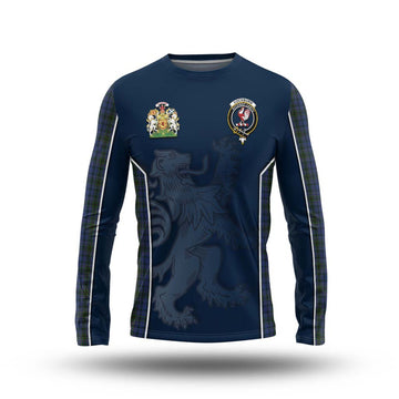 Cockburn Blue Tartan Long Sleeve T-Shirt with Family Crest and Lion Rampant Vibes Sport Style