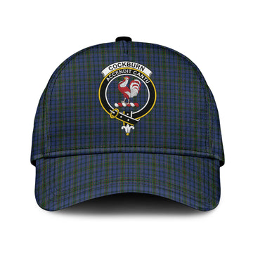 Cockburn Blue Tartan Classic Cap with Family Crest